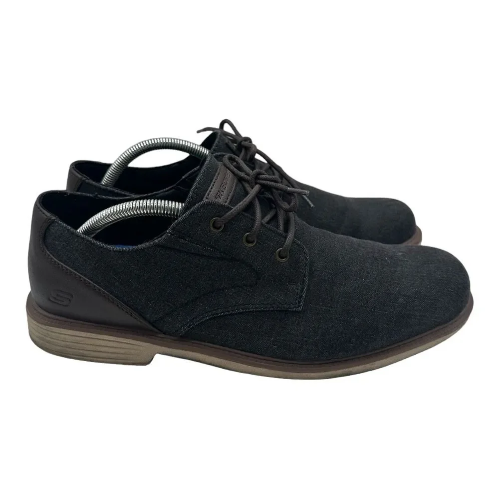 Skechers Matlo Bresen Oxford Shoes Men's Size 9.5 Charcoal 204089 Casual Comfort